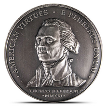 Load image into Gallery viewer, 2021 10 Oz Antique American Virtues Independence Silver Round (Ultra High Relief)