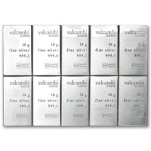 Load image into Gallery viewer, 100 Gram Valcambi Silver CombiBar (10x10g w/ Assay) Metalstacks