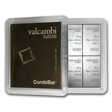 Load image into Gallery viewer, 100 Gram Valcambi Silver CombiBar (10x10g w/ Assay) Metalstacks