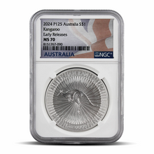 Load image into Gallery viewer, 2024 P125 Australia S$1 Kangaroo Early Releases MS70 Metalstacks