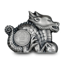 Load image into Gallery viewer, 1 Oz 2024 Mongolia Silver Antique Lunar Dragon