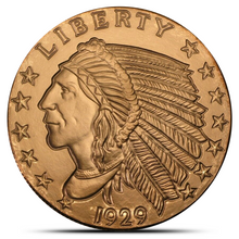 Load image into Gallery viewer, 5 Oz Incuse Indian Copper Round