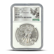 Load image into Gallery viewer, 2021 Eagle S$1 Heraldic Eagle Type 1 Last Day of Production MS69 (PSV 20) Metalstacks