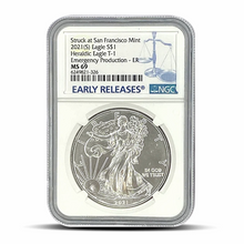 Load image into Gallery viewer, 2021 Struck at San Fran. Mint 2021 Heraldic Eagle T-1 Emergency Production ER MS69 (PSV 10) Metalstacks