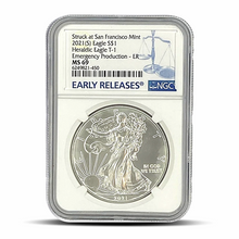 Load image into Gallery viewer, 2021 Struck at San Fran. Mint Heraldic Eagle Type 1 Emergency Production ER MS69 Metalstacks