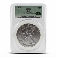 Load image into Gallery viewer, 2024 CAC S$1 MS70 Eagle First Day of Delivery MetalStacks