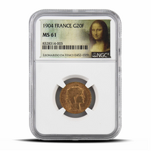 Load image into Gallery viewer, 1904 France G20F 20 Gold Franc MS61 - Mona Lisa Label MetalStacks