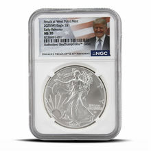 Load image into Gallery viewer, Struck at West Point Mint 2025(W) Eagle S$1 Early Releases MS70 - Donald J. Trump, 45th & 47th President MetalStacks