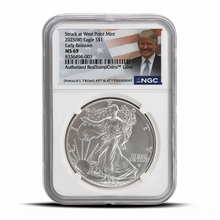 Load image into Gallery viewer, Struck at West Point Mint 2025(W) Eagle S$1 Early Releases MS69 - Donald J. Trump, 45th & 47th President Metalstacks