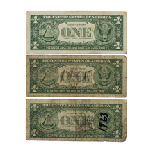 Load image into Gallery viewer, $1 Silver Certificate - Set of 3 Notes - Series 1957 B - Circulated/Used (PSV 25)