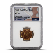 Load image into Gallery viewer, 1922P Australia 1 Sovereign AU58 - Australia Flag Label MetalStacks