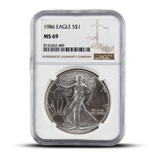 Load image into Gallery viewer, 1986 Eagle S$1 MS69 - Brown Scale Label (PSV 25)