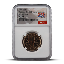 Load image into Gallery viewer, 2026 President Donald J. Trump America 250 $1 Coin – July 4th Privy – NGC MS65 (PSV 150)