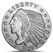 Load image into Gallery viewer, 1 Oz Incuse Indian Silver Round