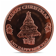 Load image into Gallery viewer, 1 oz Copper Round – Merry Christmas Tree & Snowflake