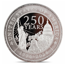 Load image into Gallery viewer, 1 oz Silver Round - 250 Years of American Independence - 1776-2026 - Golden State Mint - .999 Fine Silver