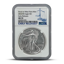Load image into Gallery viewer, 2022(W) Struck at WPM Eagle S$1 Early Releases - Blue Scale Label Metalstacks