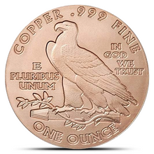 Load image into Gallery viewer, 1 Oz Incuse Indian Copper Round