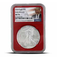 Load image into Gallery viewer, 2024 Eagle S$1 Early Releases MS70 - Donald J. Trump 45th President Label - NGC Red Core (PSV 20) MetalStacks