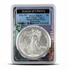 Load image into Gallery viewer, 2021-(W) MS70 Silver Eagle Type 2 Struck at West Point First Strike - Statue of Liberty Label (PSV 30) MetalStacks