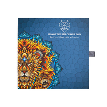 Load image into Gallery viewer, 2023 2 Oz Colorized Solomon Islands Lion of the 5th Chakra Silver Coin Metalstacks