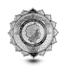 Load image into Gallery viewer, 2023 2 Oz Colorized Solomon Islands Lion of the 5th Chakra Silver Coin Metalstacks