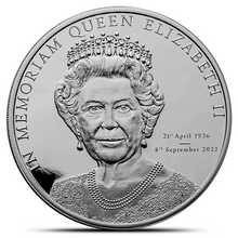 Load image into Gallery viewer, 2022 1 Oz Proof Cook Islands Silver Memoriam Queen Elizabeth II Coin Metalstacks