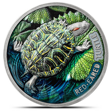 Load image into Gallery viewer, 2024 2 Oz Antique NIUE Red-Eared Turtle Silver Coin Metalstacks