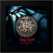 Load image into Gallery viewer, 2022 Palau 3 Oz Silver Coin Howard Philips Lovecraft: Cthulhu Metalstacks