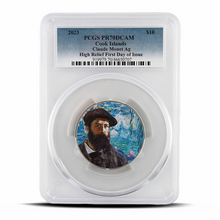 Load image into Gallery viewer, PCGS PR70DCAM Cook Islands Calude Monet Ag - High Relief - First Day of Issue Metalstacks