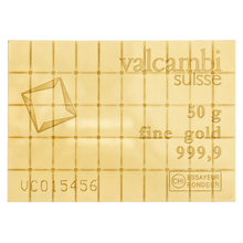 Load image into Gallery viewer, 50 Gram Gold Combi-Bar Valcambi (50 x 1 g) Metalstacks