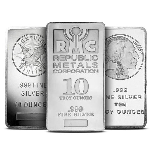 10 Oz Silver Bar (New/Varied Condition, Any Mint) Metalstacks