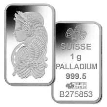 Load image into Gallery viewer, 1 Gram Palladium Bar – .9995 Fine Palladium – (Varied Mint)
