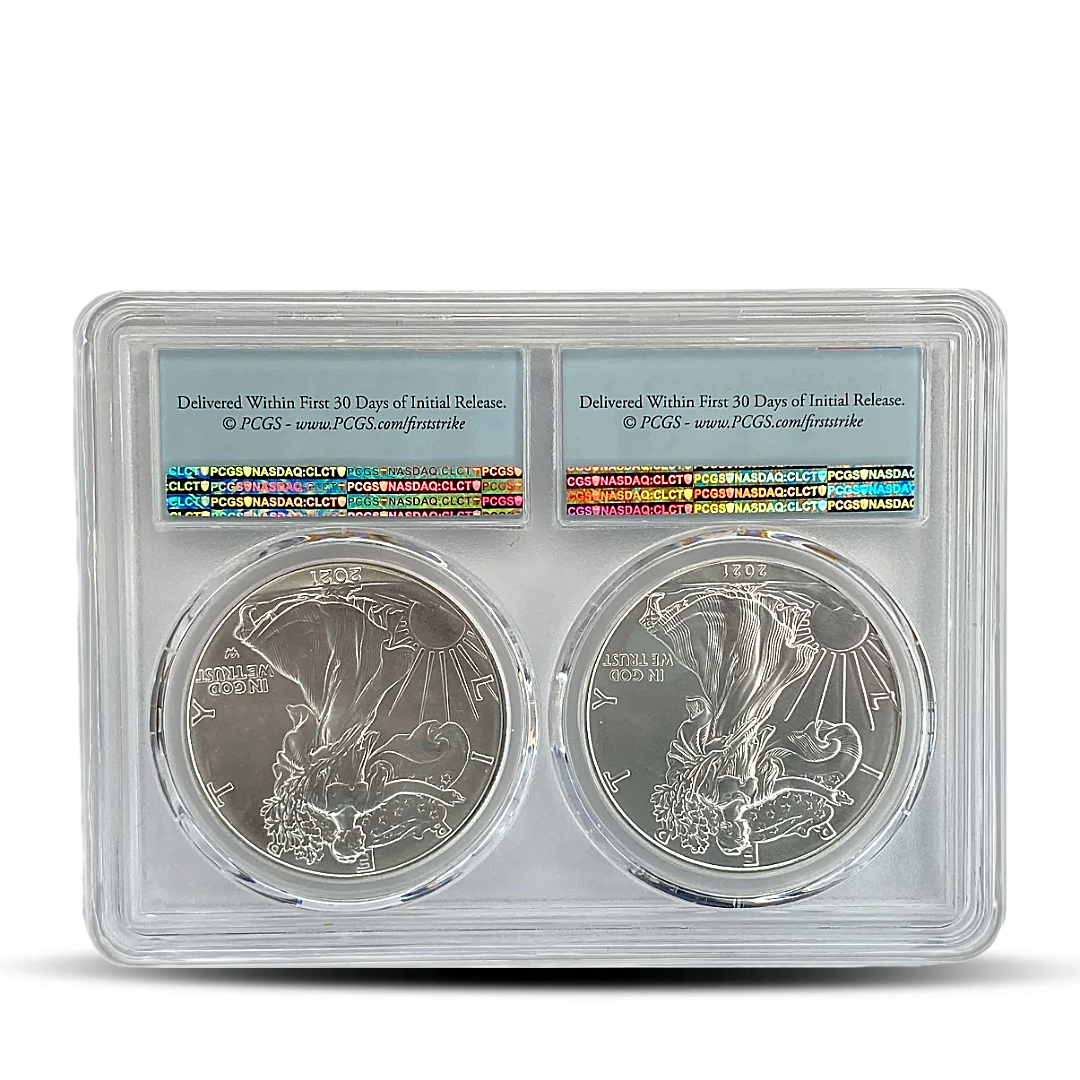 2021 $1 PCGS MS70 Silver Eagle Type 1 and Type 2 Coin Set - First ...
