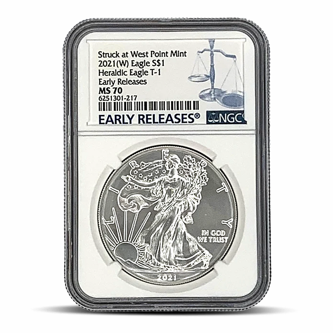 2021 - (W) NGC MS 70 S$1 - T1 - Heraldic Eagle - Early Releases - West Point Mint (LESS THAN 50 IN STOCK)