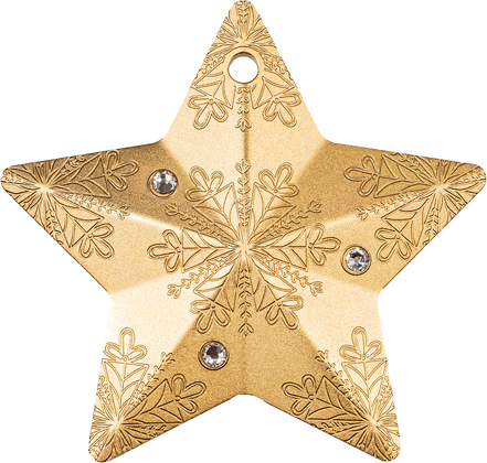 2023 1 Oz Cook Islands Silver Gold Gilded Snowflake Star Ornament
