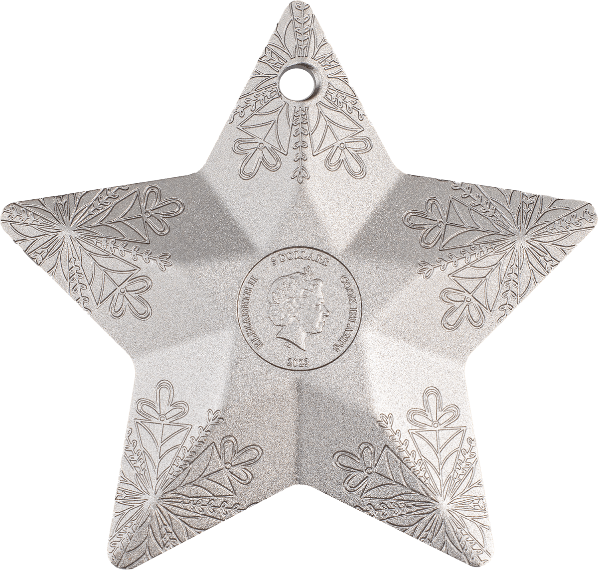 2023 1 Oz Cook Islands Silver Snowflake Star Ornament