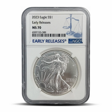 Load image into Gallery viewer, 2023 Eagle S$1 Early Releases MS70 - Blue Scale Label
