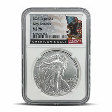 Load image into Gallery viewer, 2023 Eagle S$1 Early Releases Eagle/Flag Label | MS70 | NGC (PSV 25)
