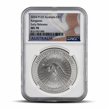 Load image into Gallery viewer, 2024 P125 Australia S$1 Kangaroo Early Releases MS70
