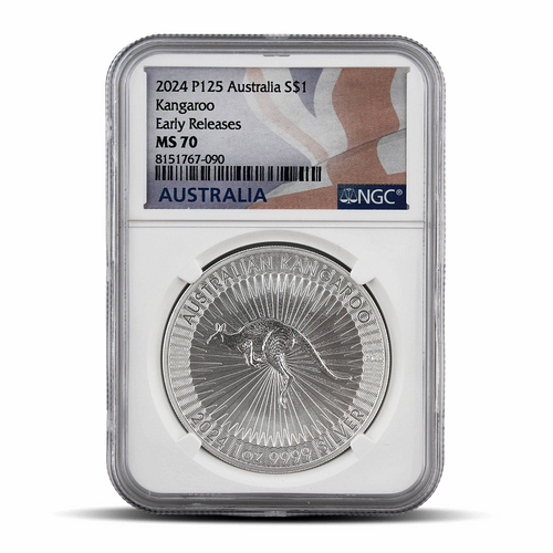 2024 P125 Australia S$1 Kangaroo Early Releases MS70 Metalstacks