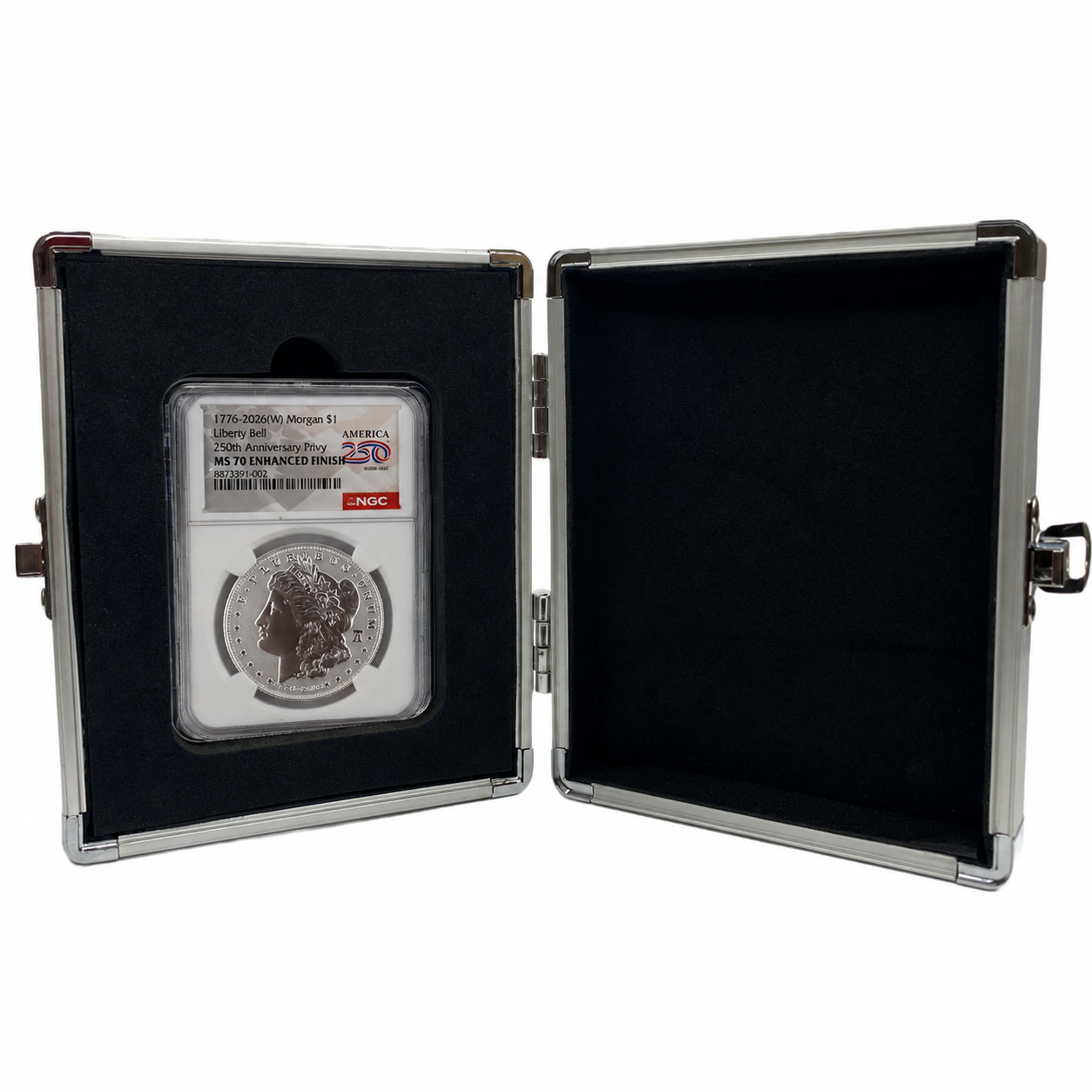 1776-2026(W) Morgan Dollar NGC MS70 Enhanced Finish – America 250 Liberty Bell Privy (PSV 50)