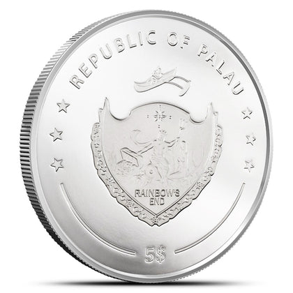 2022 Palau 1 Oz Silver Proof Colorized Ocean Blue Coin