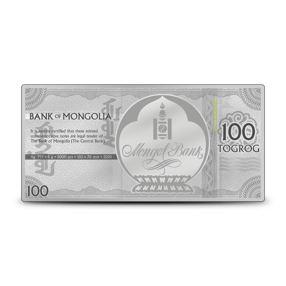 2024 Mongolia Year of the Lunar Dragon Silver Note