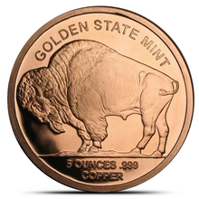 Load image into Gallery viewer, 5 Oz Buffalo Copper Round
