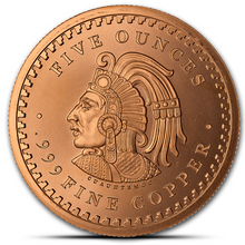 Load image into Gallery viewer, 5 Oz Aztec Calendar Copper Round
