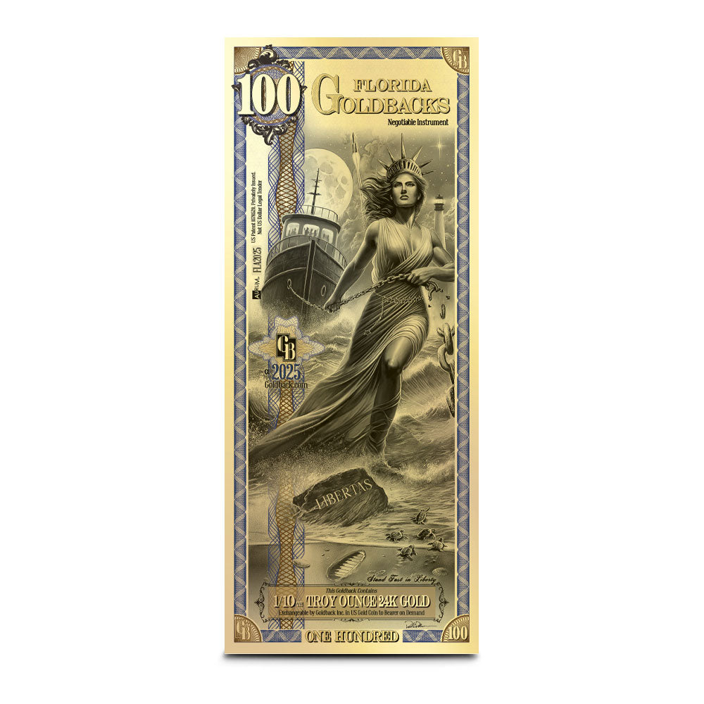 100 Florida Goldback Gold Note ALPHA - Libertas (Liberty)