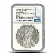 Load image into Gallery viewer, 2021 1 OZ SILVER EAGLE SF MINT TYPE 1 NGC MS69 EMERGENCY PRODUCTION ER (PSV 10)
