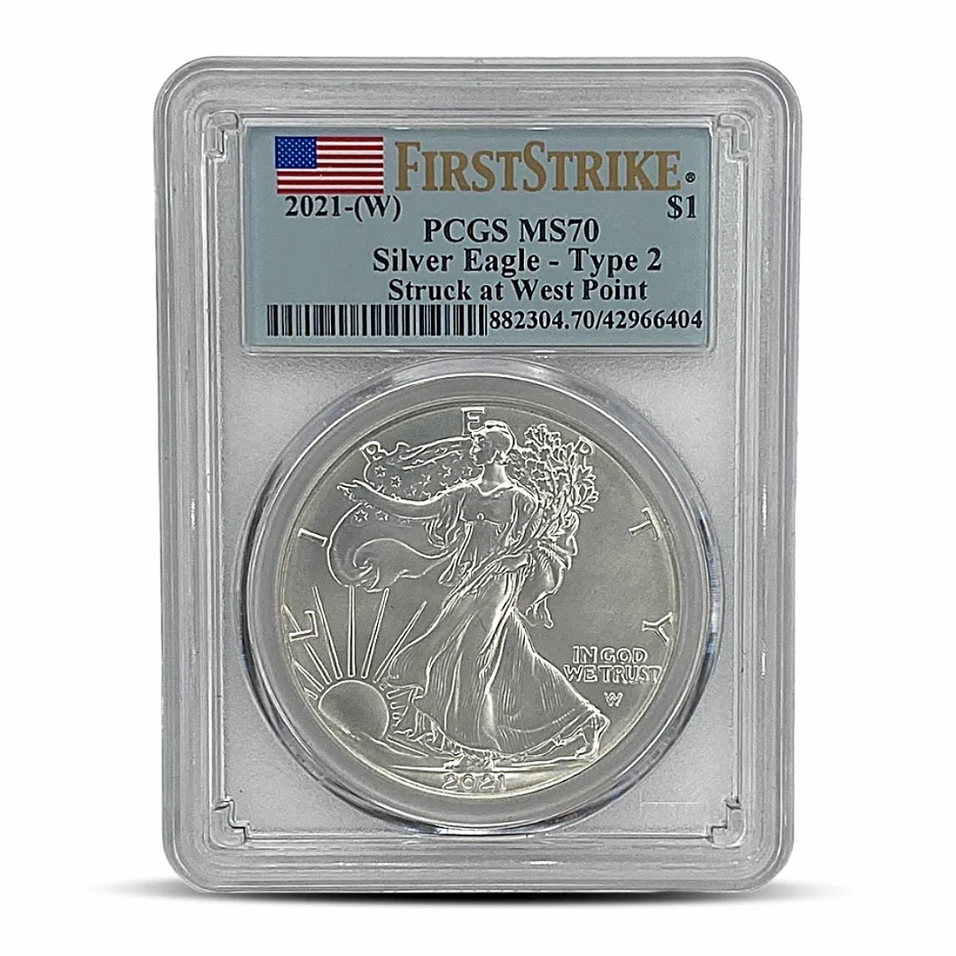 First Strike 2021-(W) PCGS Silver Eagle - T-2 Struck at West Point