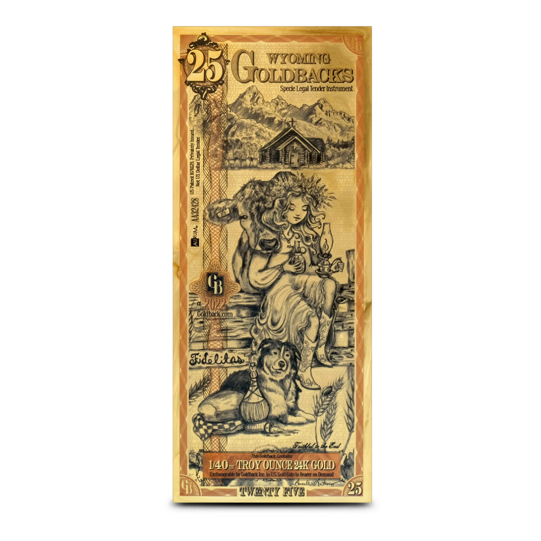 Wyoming 25 Goldback Gold Note ALPHA - Fideletas (Loyalty)